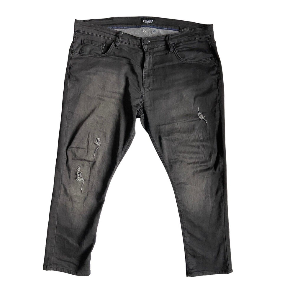 Maceoo Mens Distressed Jeans Size‎ 38 Charcoalwash Gray Black Stretch Designer